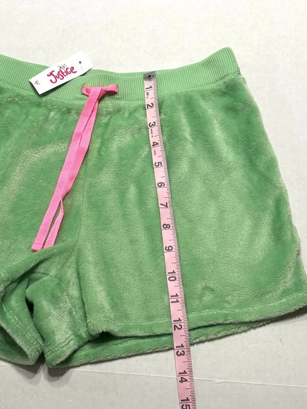 NWT Justice Girls Green Velour Lounge Shorts Size 14/16